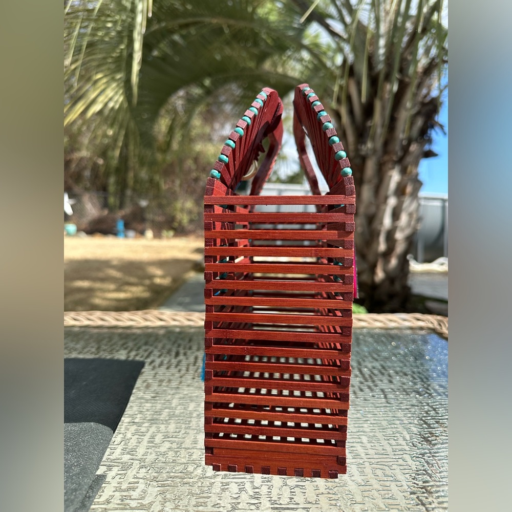 Vince Camuto Bamboo Clutch with Blue Tassel, Brand New with tags! - Picture 7 of 11